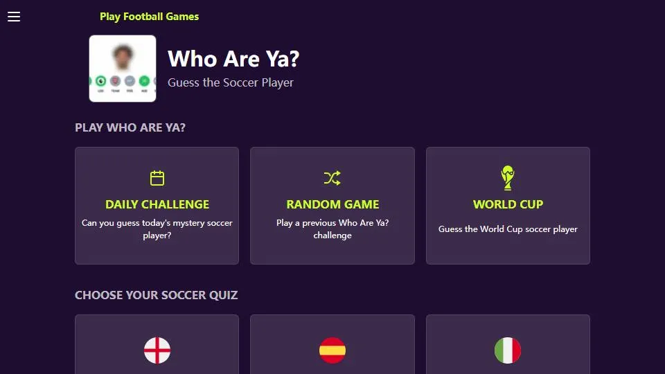 Who Are Ya official game page captured in a desktop browser