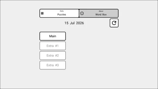 Word Box official game page captured in a desktop browser