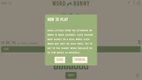 Word Bunny official game page captured in a desktop browser
