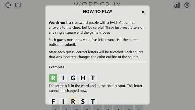 Wordcrux official game page captured in a desktop browser