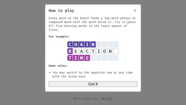 Wordgy official game page captured in a desktop browser