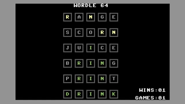 Wordle 64 official game page captured in a desktop browser