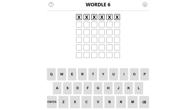 'Wordle Clone' game in progress