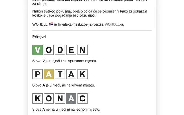 'Wordle.hr' game in progress