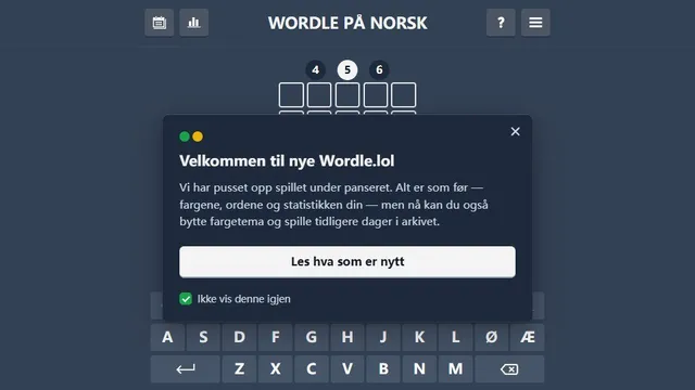 'Wordle på norsk' game in progress
