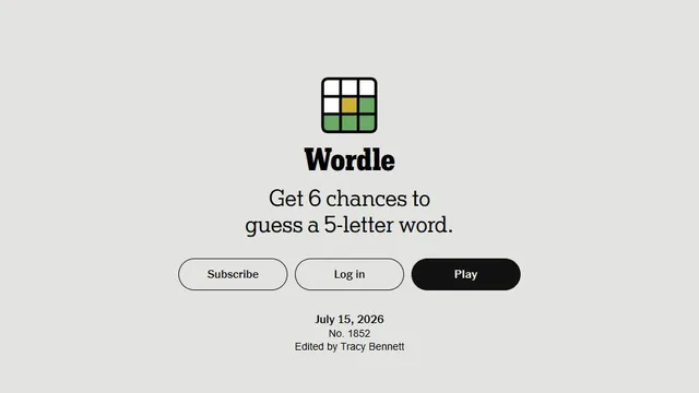 Wordle official game page captured in a desktop browser