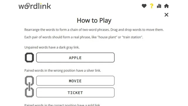 WordLink official game page captured in a desktop browser