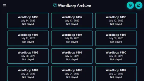 Wordloop official game page captured in a desktop browser