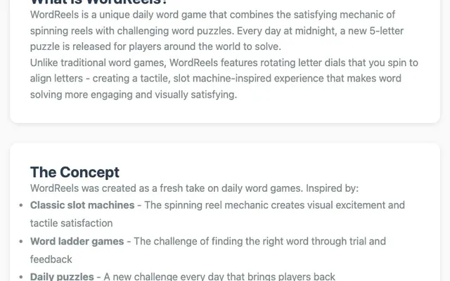 'WordReels' game in progress