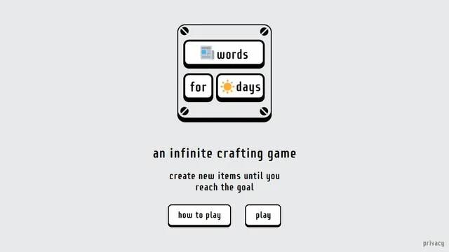 words for days official game page captured in a desktop browser