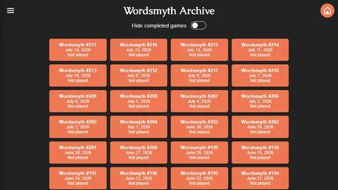 Wordsmyth official game page captured in a desktop browser