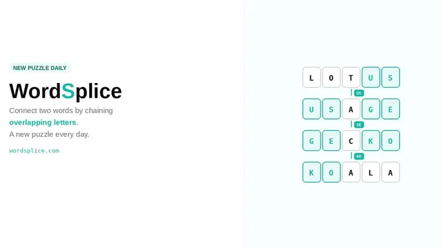 WordSplice official game page captured in a desktop browser
