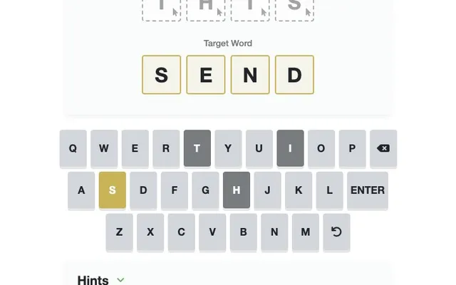 'WordSteps' game in progress