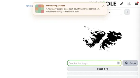 Worldle official game page captured in a desktop browser