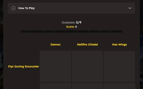 'WoWDoku' game in progress