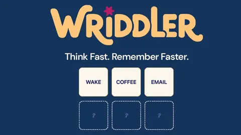 Wriddler official game page captured in a desktop browser