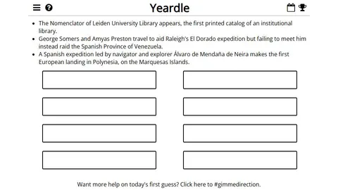 Yeardle official game page captured in a desktop browser