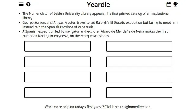 Yeardle official game page captured in a desktop browser