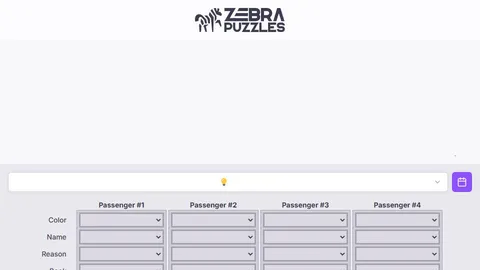 Zebra Puzzles official game page captured in a desktop browser