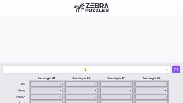 Zebra Puzzles official game page captured in a desktop browser